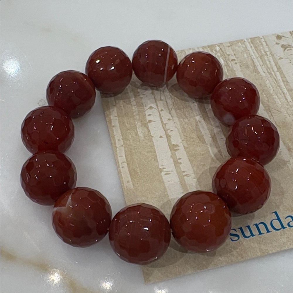 Sundance Catalog Faceted Carnelian 16 mm Round Bracelet—GORGEOUS STONES! New!